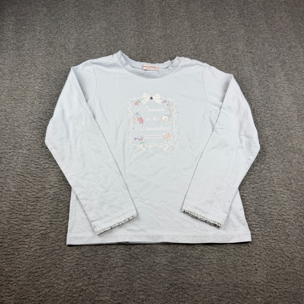 Mezzo Piano Long Sleeve Top Junior M 150 Blue Dreamer Wonderland Embroidery